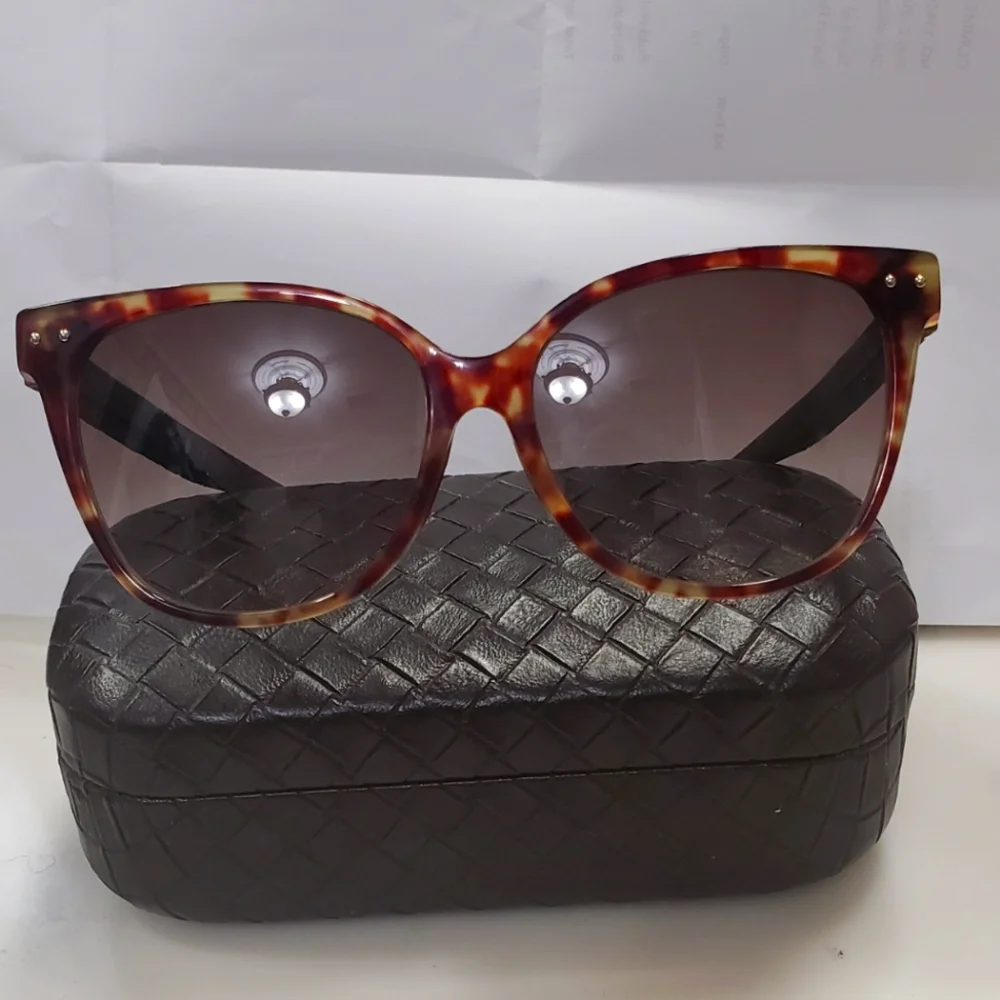 BOTTEGA VENETA BROWN NEW SUNGLASSES TORTOISE SHELL